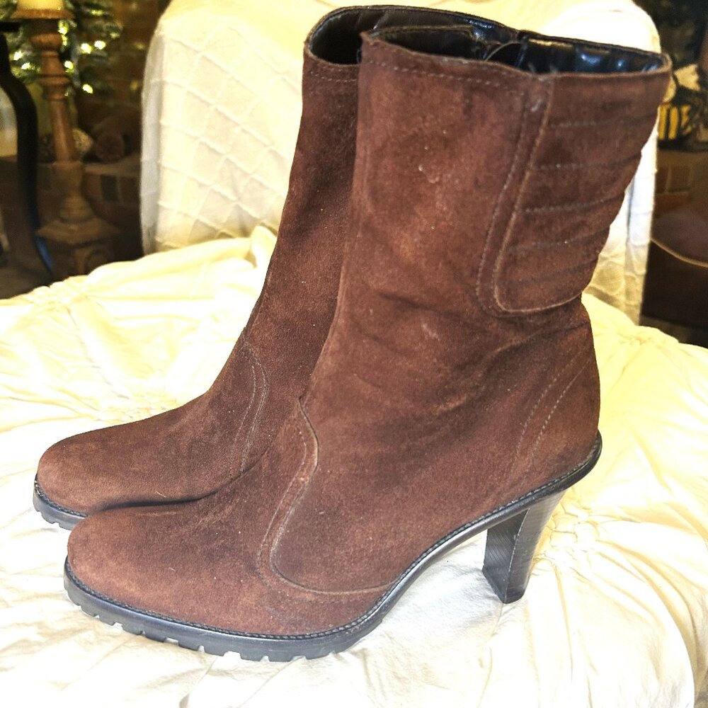 Giani Bernini Raisin Brown Boots Inner Zip Like New size 9.5